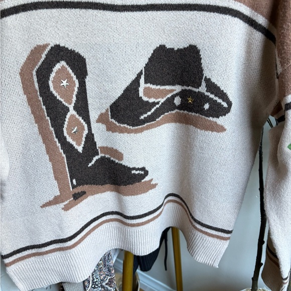 Lucky Brand Brown and Cream Western Sweater - Picture 2 of 5